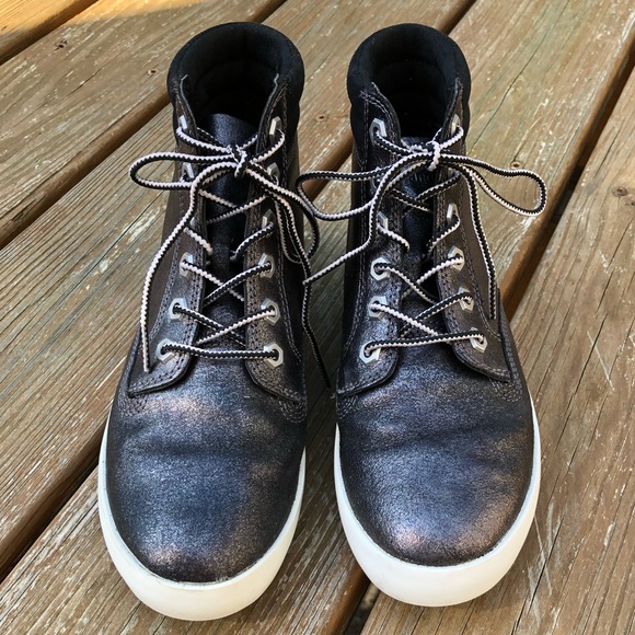 Timberland Black Metallic High Top Leather Sneaker - Picture 2 of 14